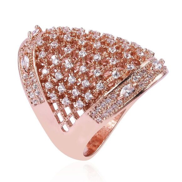 4 for $ 20 Simulated White Diamond Openwork Rosetone - Picture 2 of 4